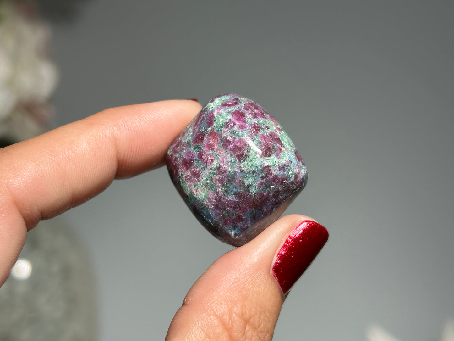 Tumbled Ruby in Kyanite or Fuchsite