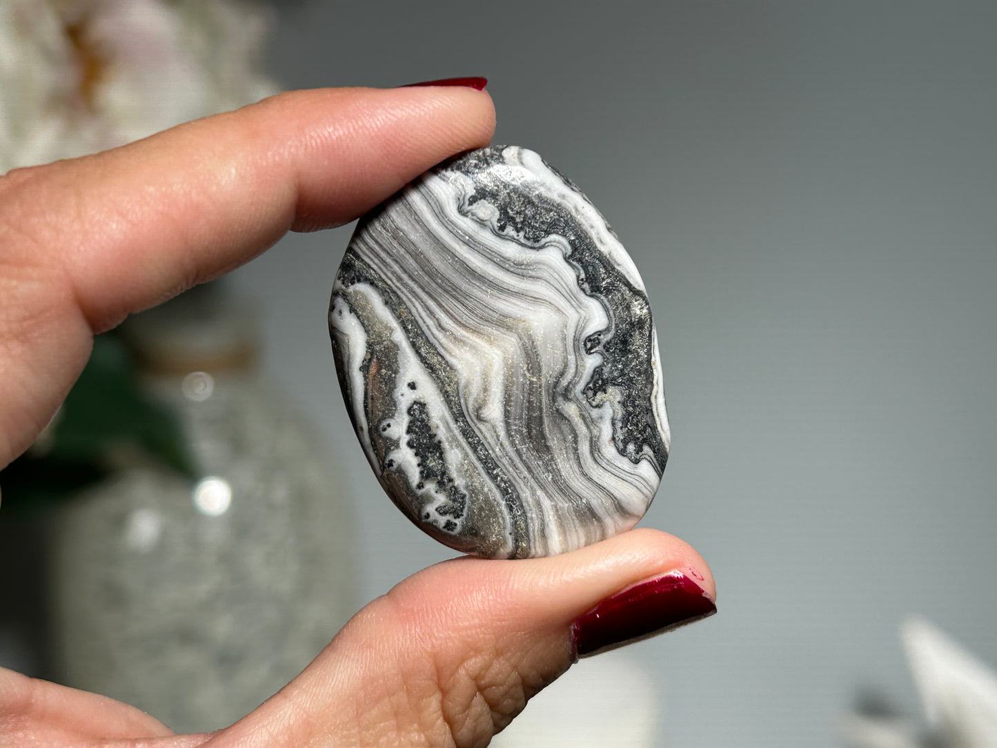 Lace Calcite Flat Palm Stone