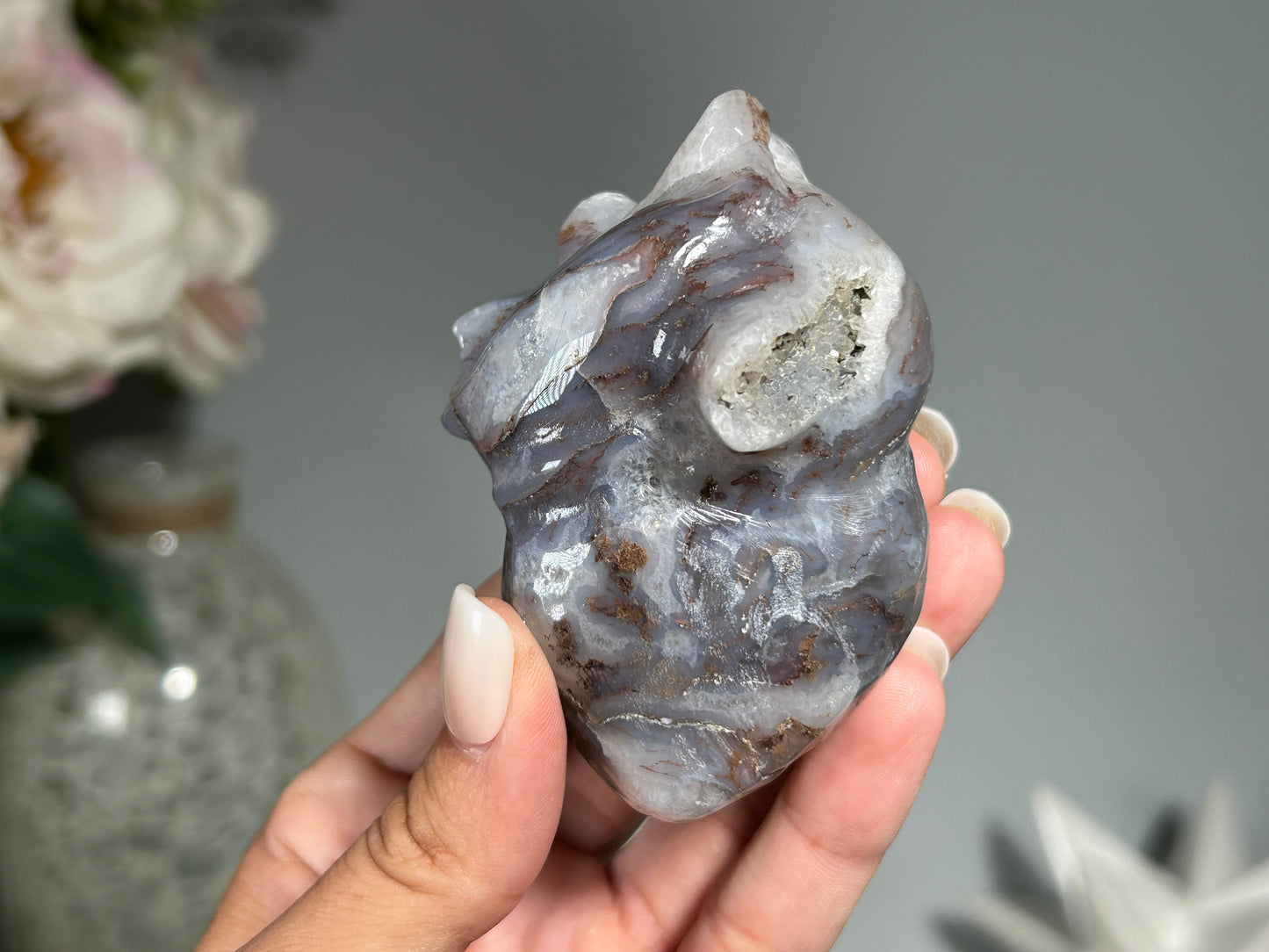 Moss Agate Anatomical Heart (3.3", 82mm)