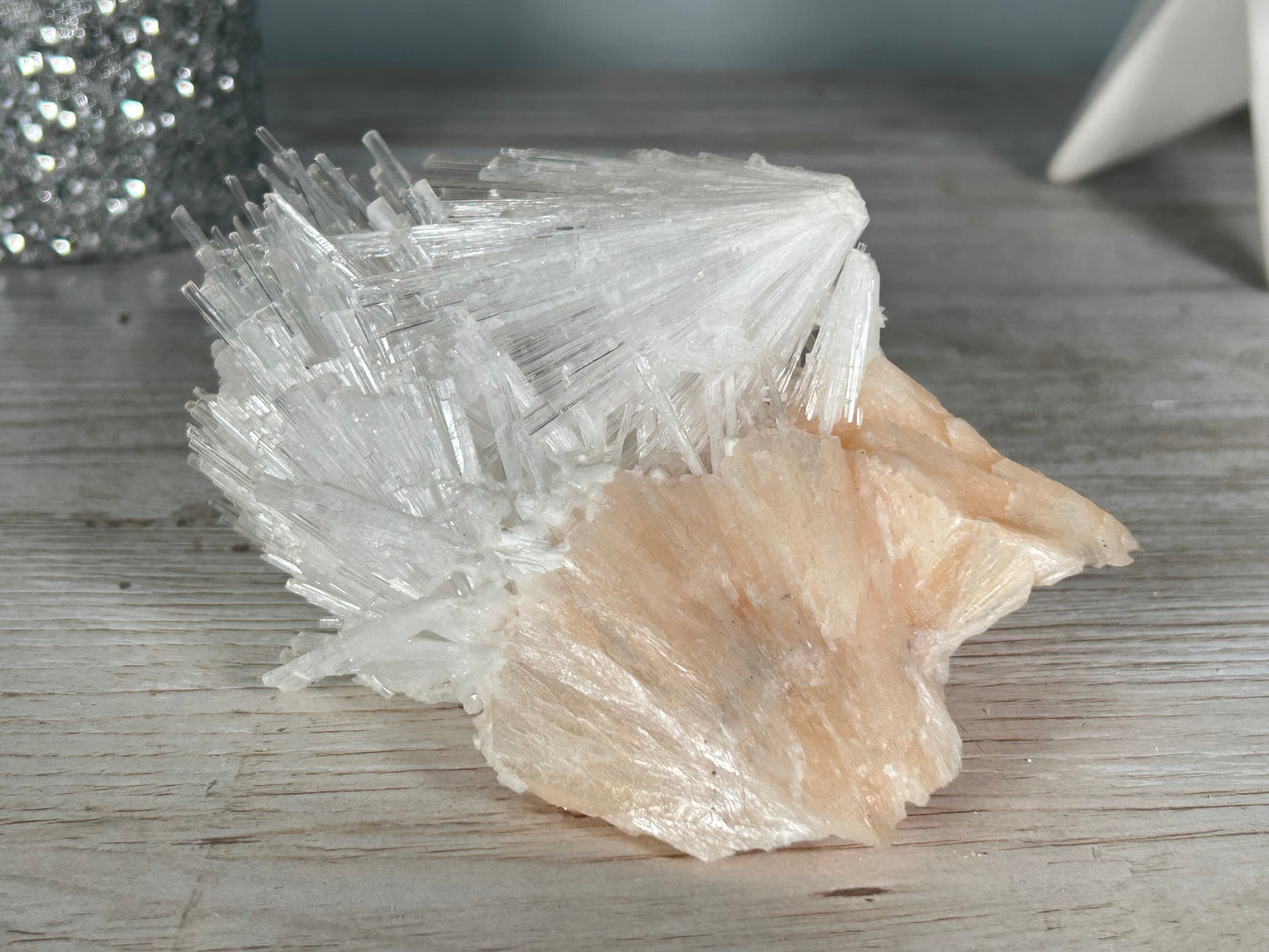 Natural Scolecite with Stilbite Cluster (4.7". 119mm)