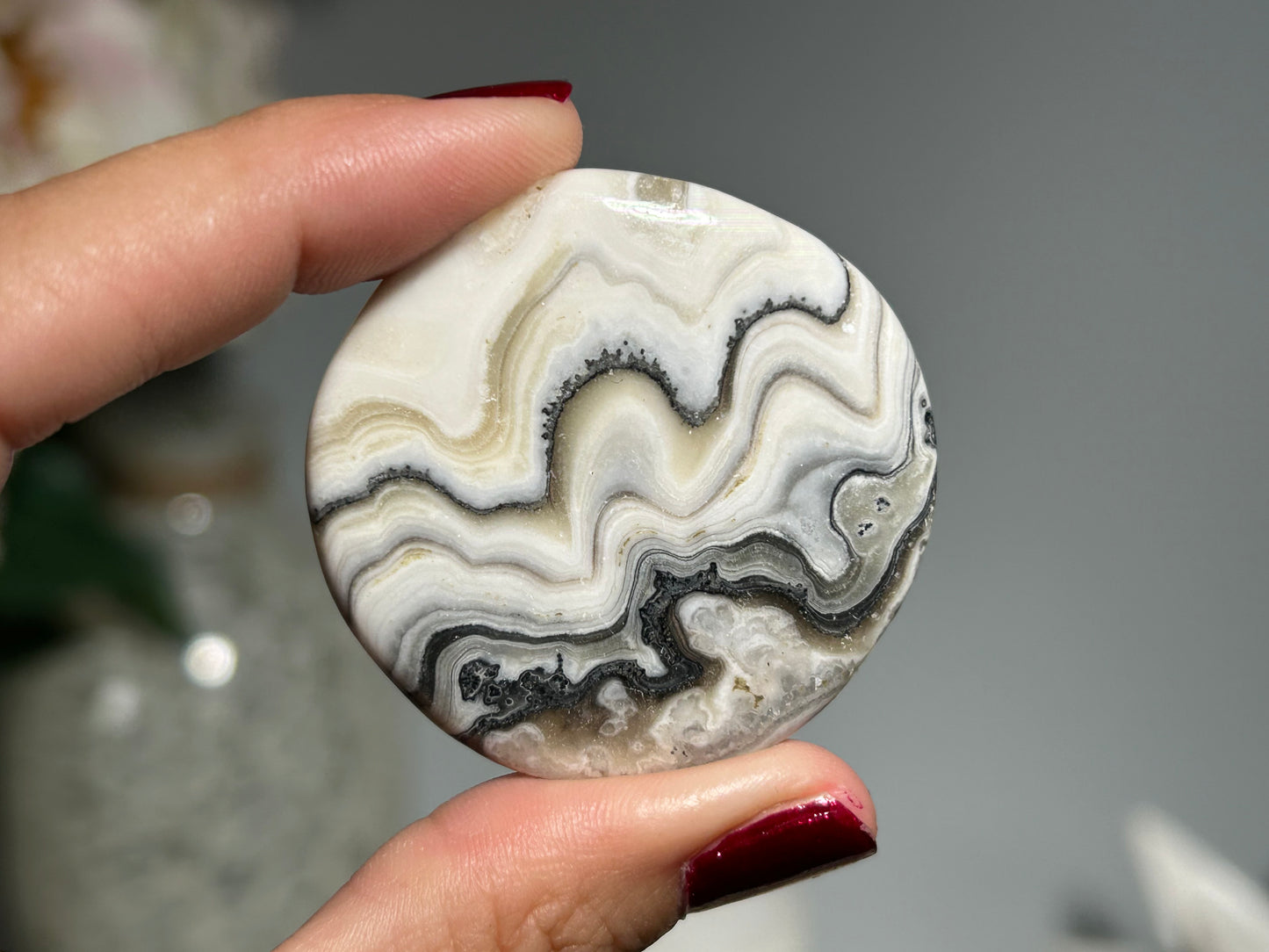 Lace Calcite Flat Palm Stone