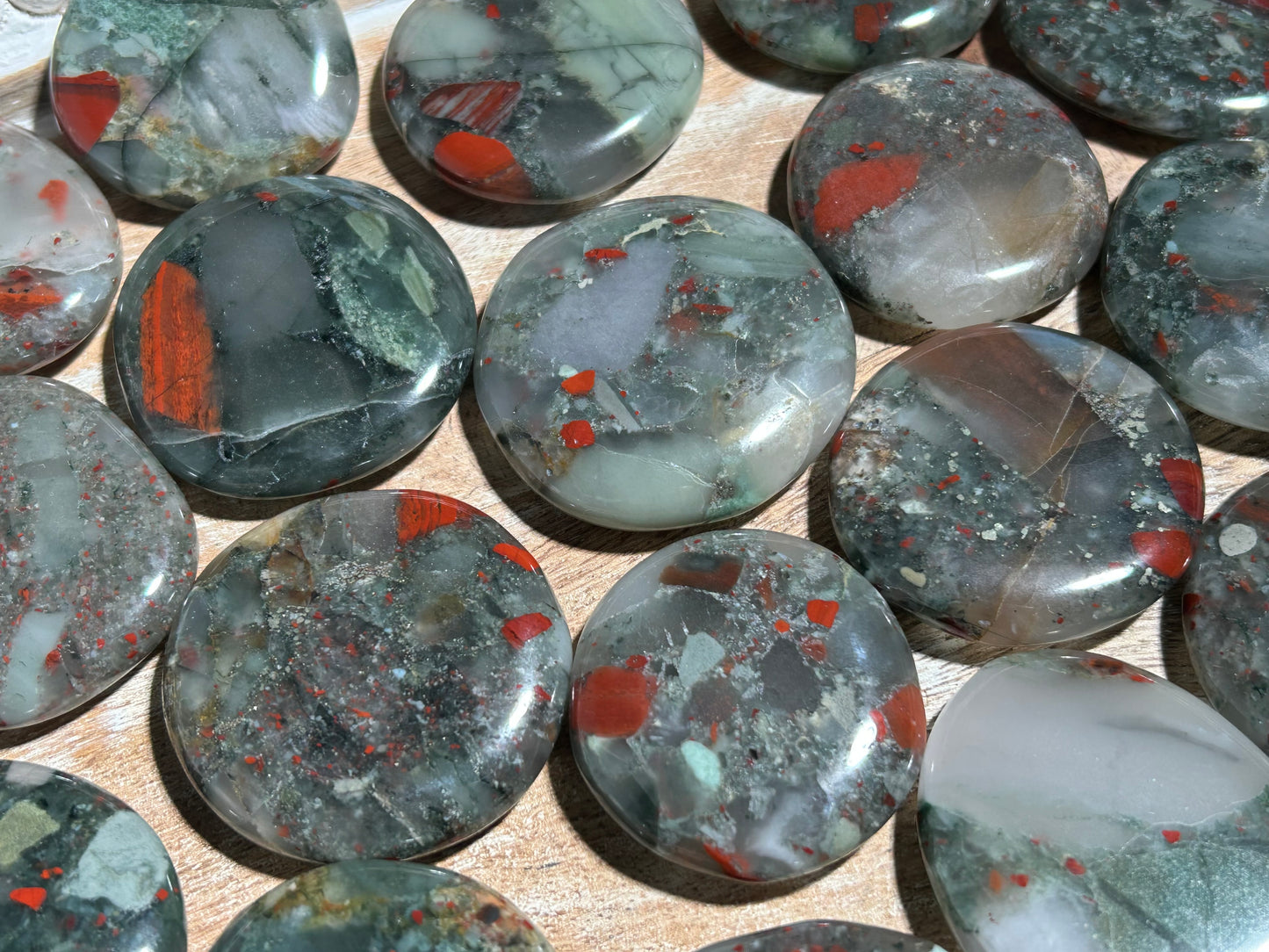 African Bloodstone Flat Palm Stone