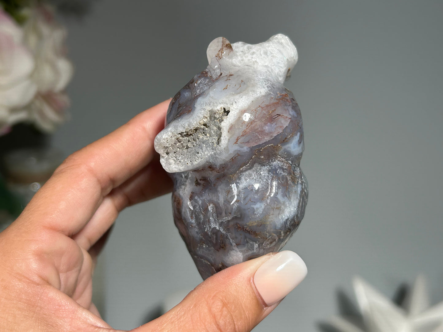 Moss Agate Anatomical Heart (3.3", 82mm)