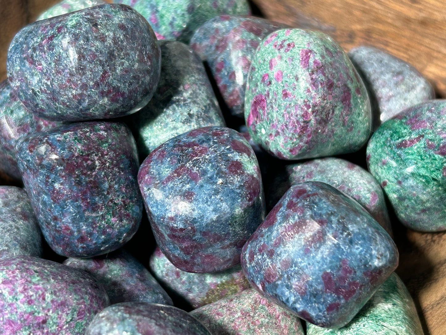 Tumbled Ruby in Kyanite or Fuchsite
