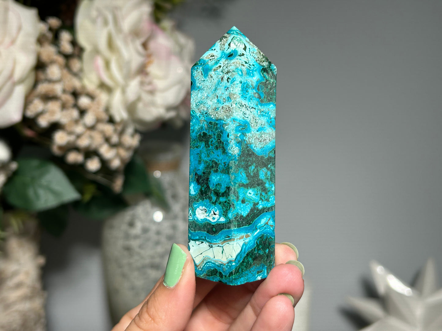 Malachite Chrysocolla Tower (3.5", 88mm)