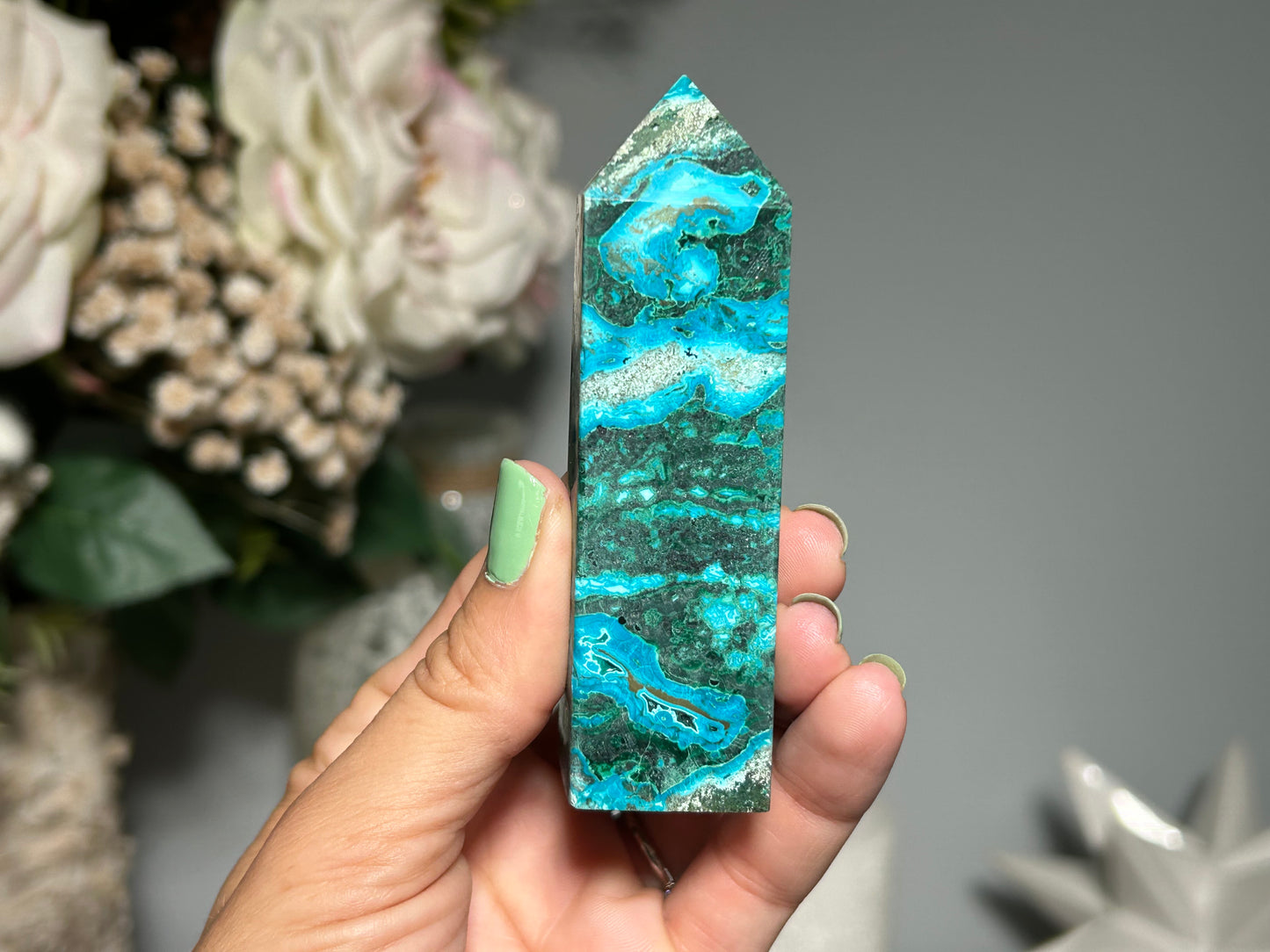 Malachite Chrysocolla Tower (3.5", 88mm)