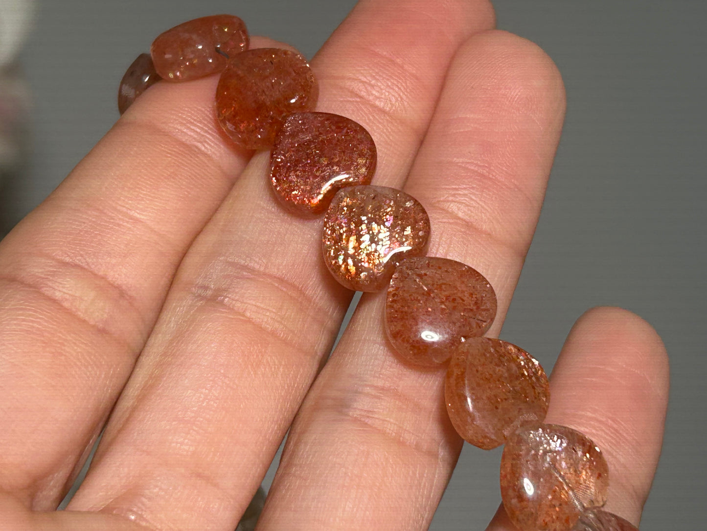 10mm Confetti Sunstone Heart Bracelet
