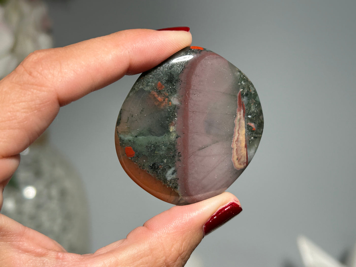 African Bloodstone Flat Palm Stone