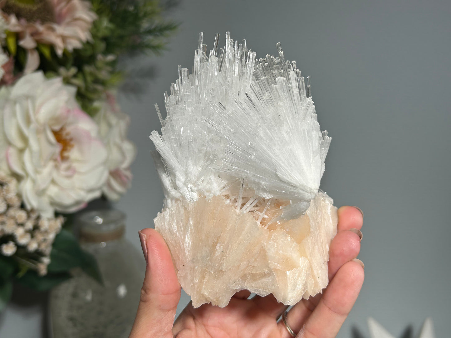 Natural Scolecite with Stilbite Cluster (4.7". 119mm)