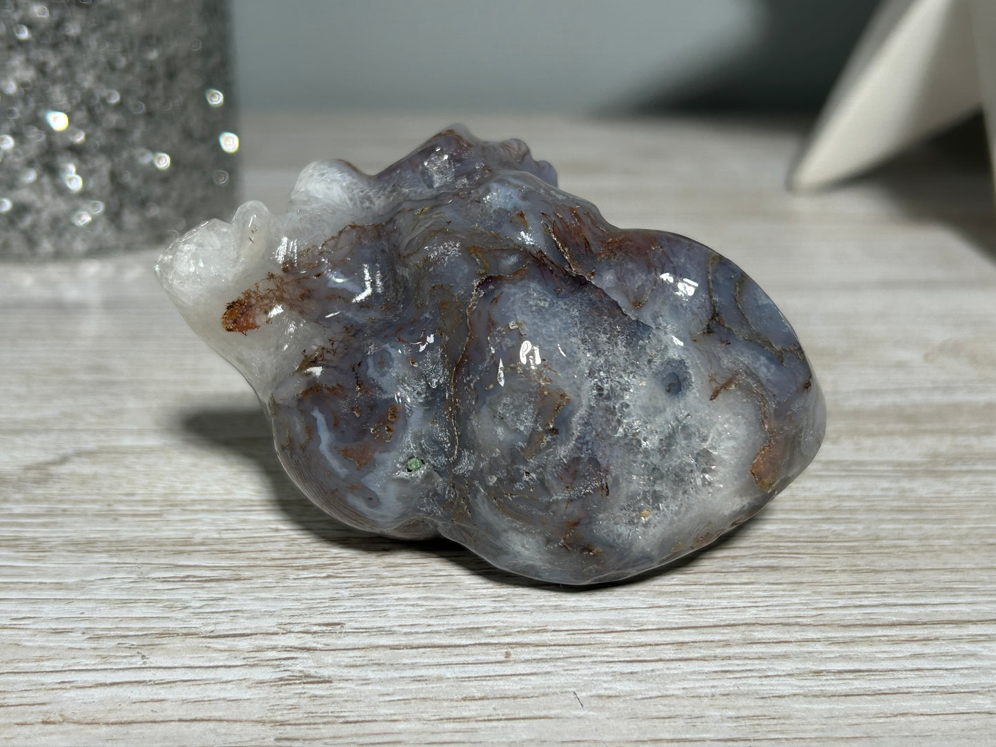 Moss Agate Anatomical Heart (3.3", 82mm)