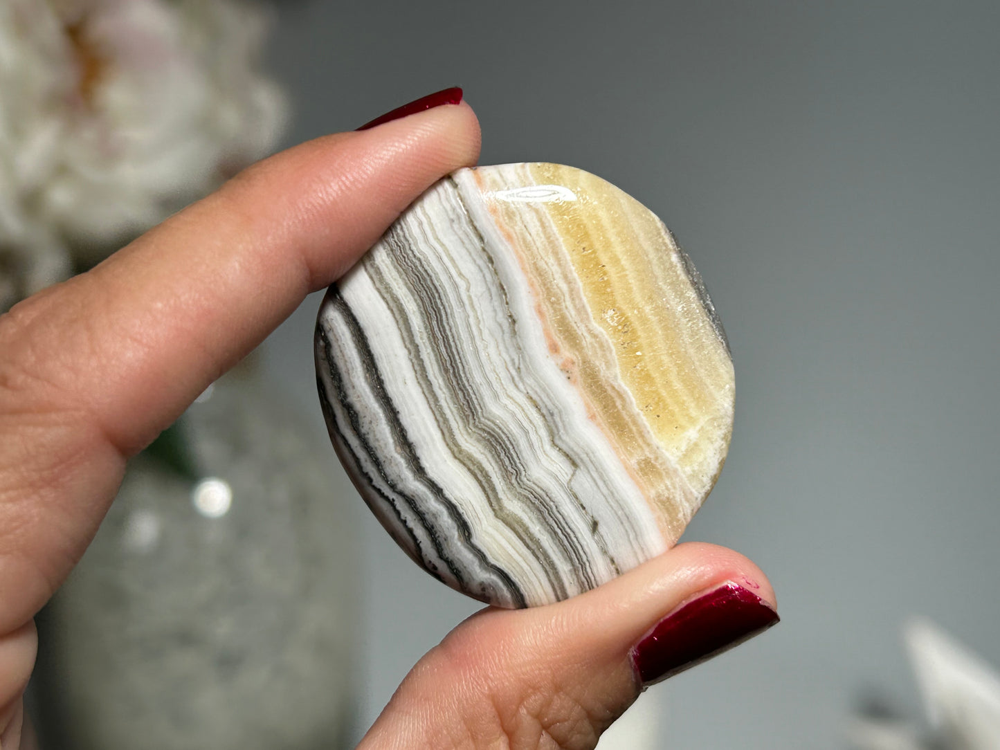 Lace Calcite Flat Palm Stone