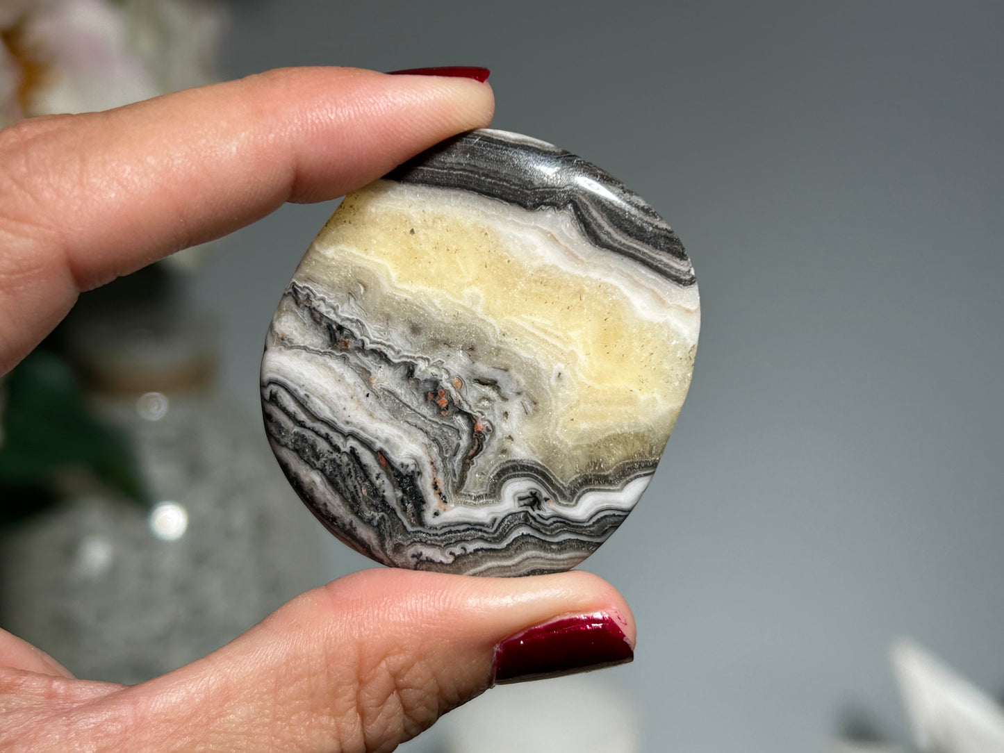 Lace Calcite Flat Palm Stone
