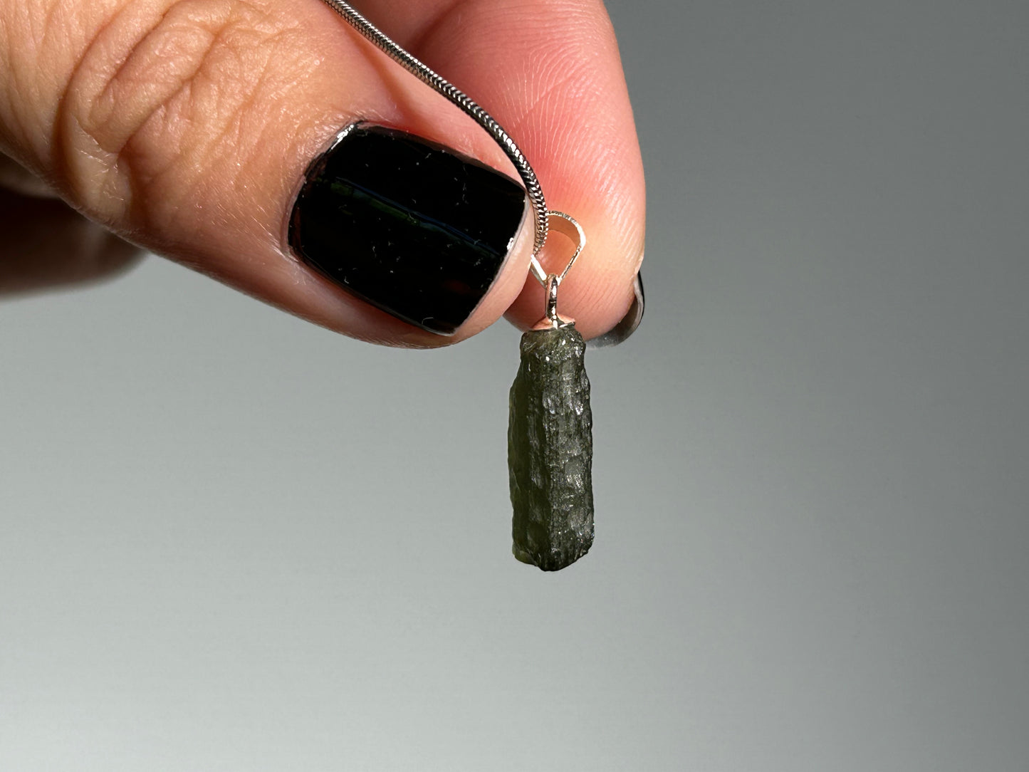 Moldavite Sterling Silver Pendant (16mm long)