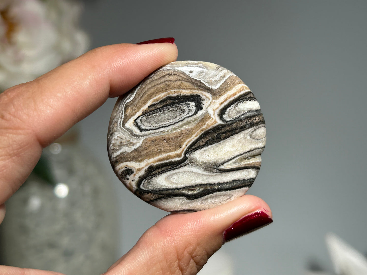 Lace Calcite Flat Palm Stone
