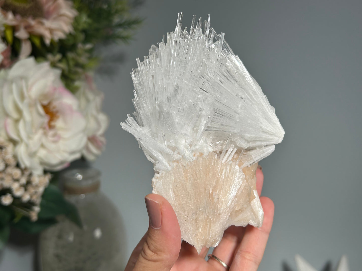 Natural Scolecite with Stilbite Cluster (4.7". 119mm)