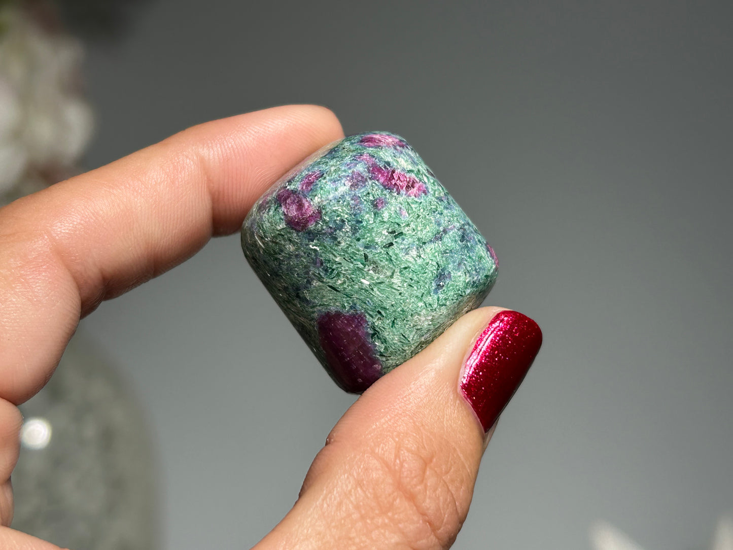 Tumbled Ruby in Kyanite or Fuchsite