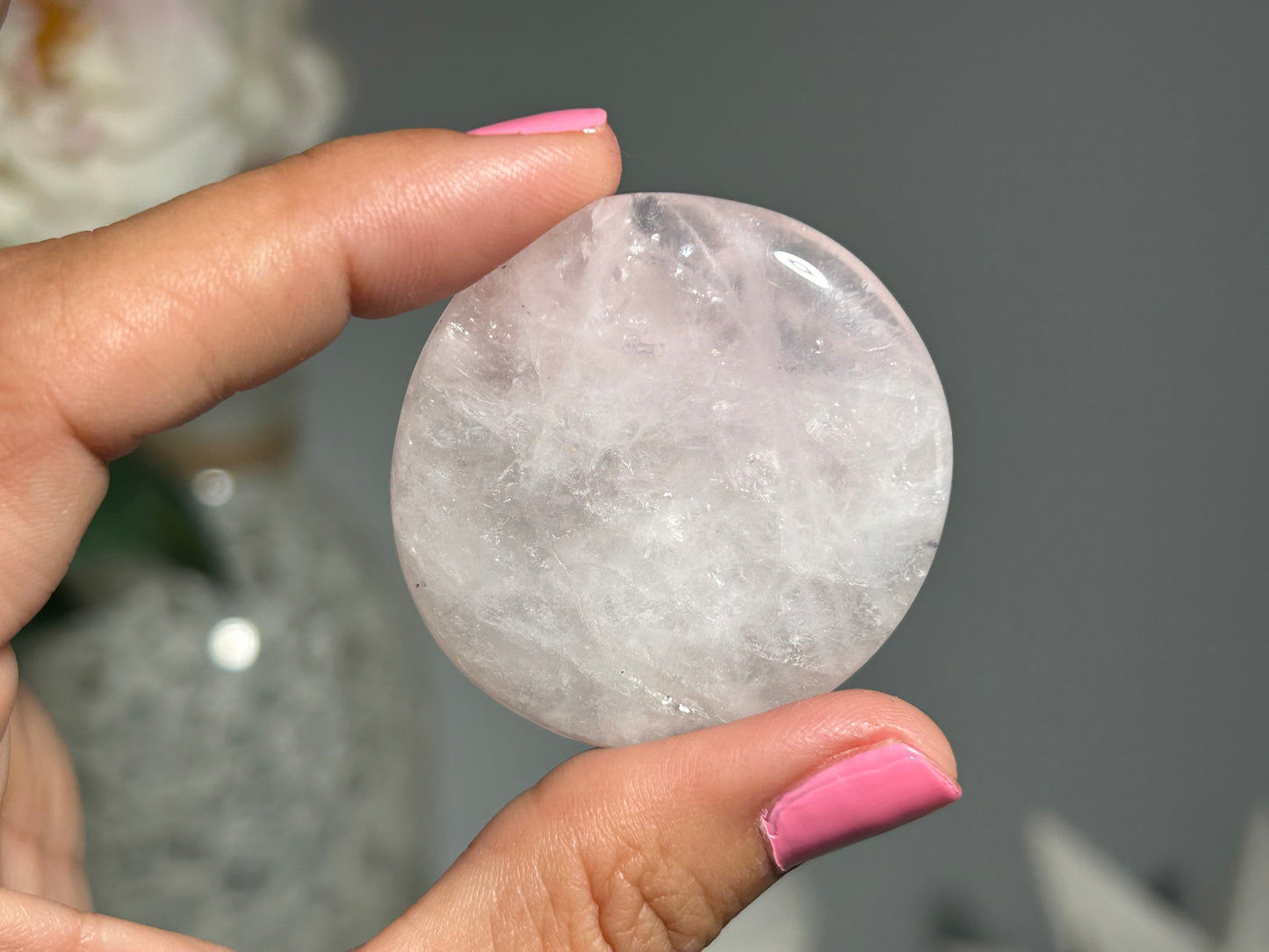 Flat Rose Quartz Palm Stone
