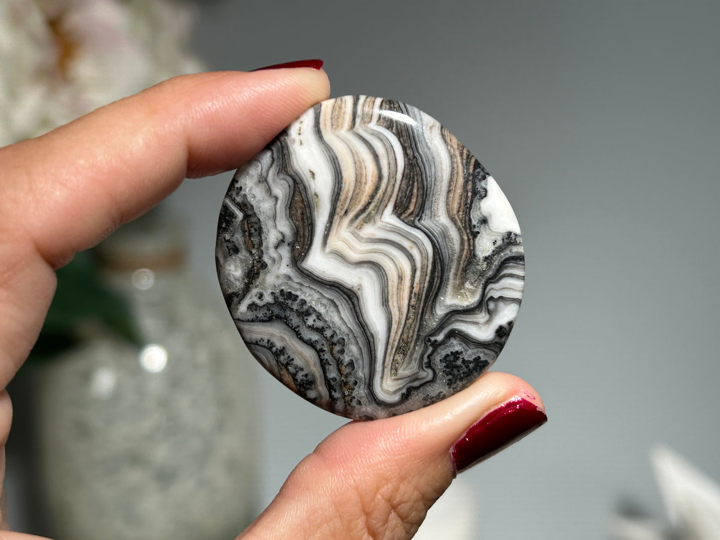 Lace Calcite Flat Palm Stone