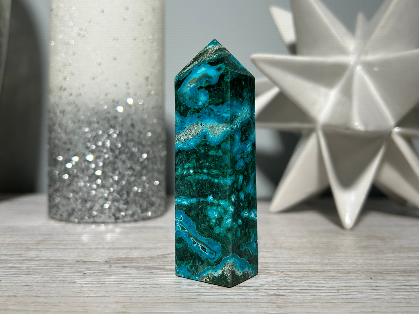 Malachite Chrysocolla Tower (3.5", 88mm)