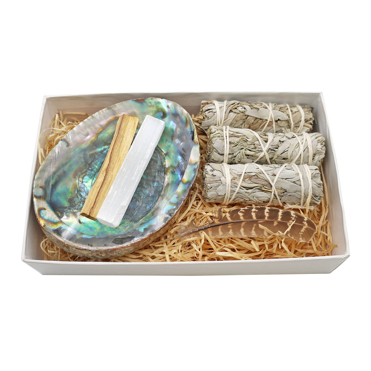Large Abalone Shell Cleansing Kit | White Sage, Palo Santo & Selenite