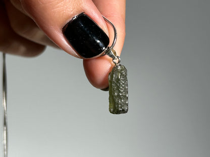 Moldavite Sterling Silver Pendant (16mm long)