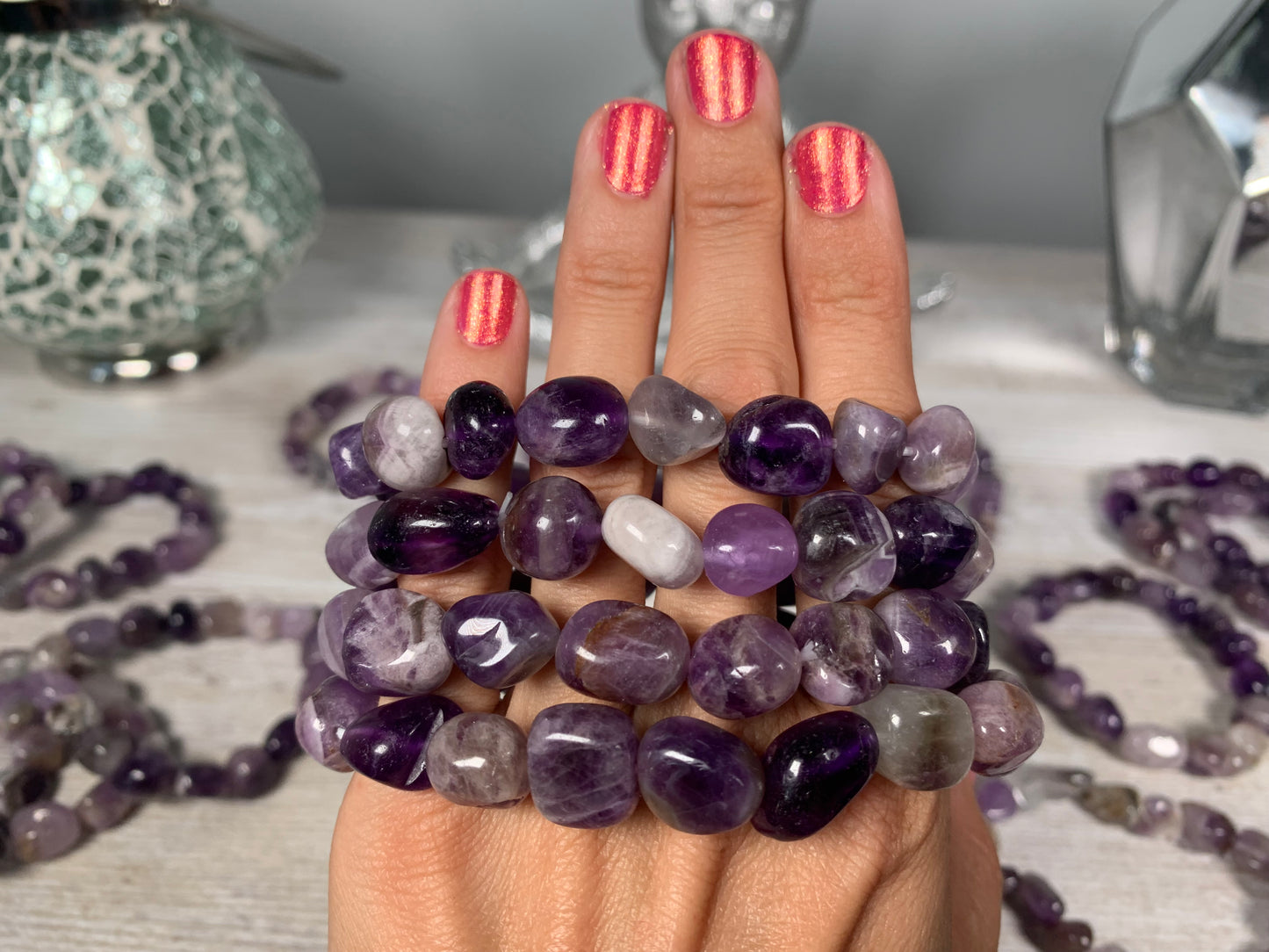 Chevron Amethyst Nugget Bracelet