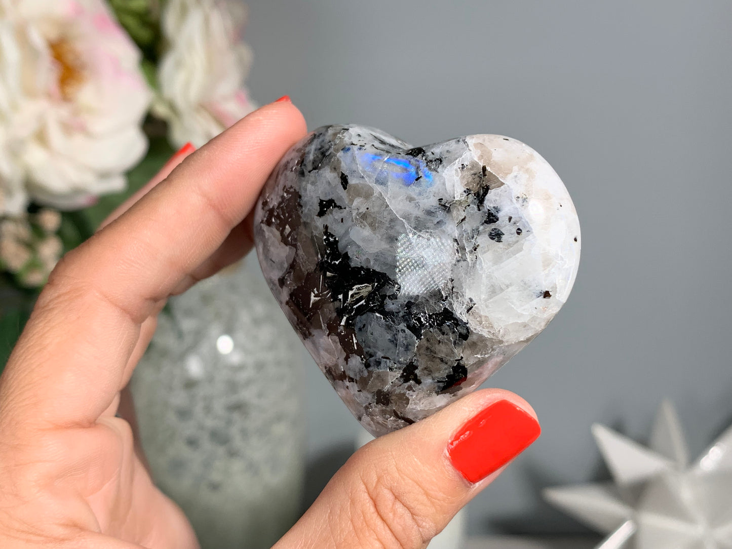 Medium Rainbow Moonstone Heart