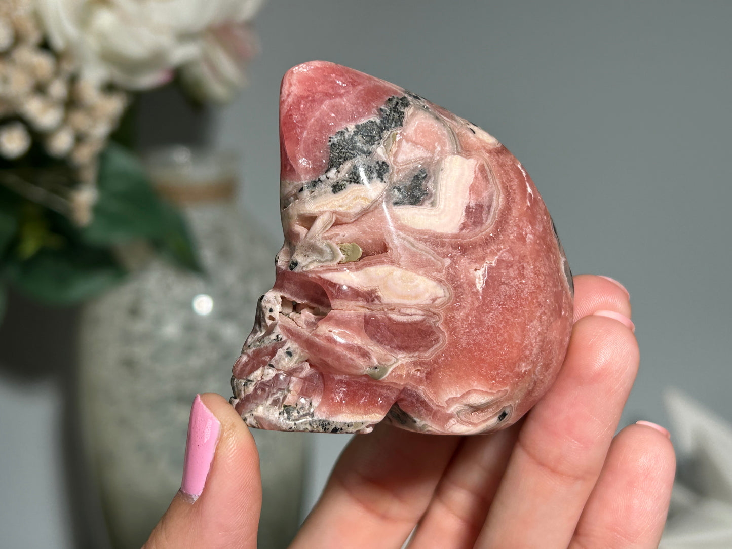 Rhodochrosite Skull (2.25", 58mm)