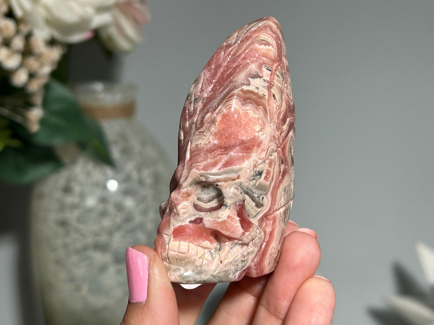 Rhodochrosite Skull (3", 75mm)