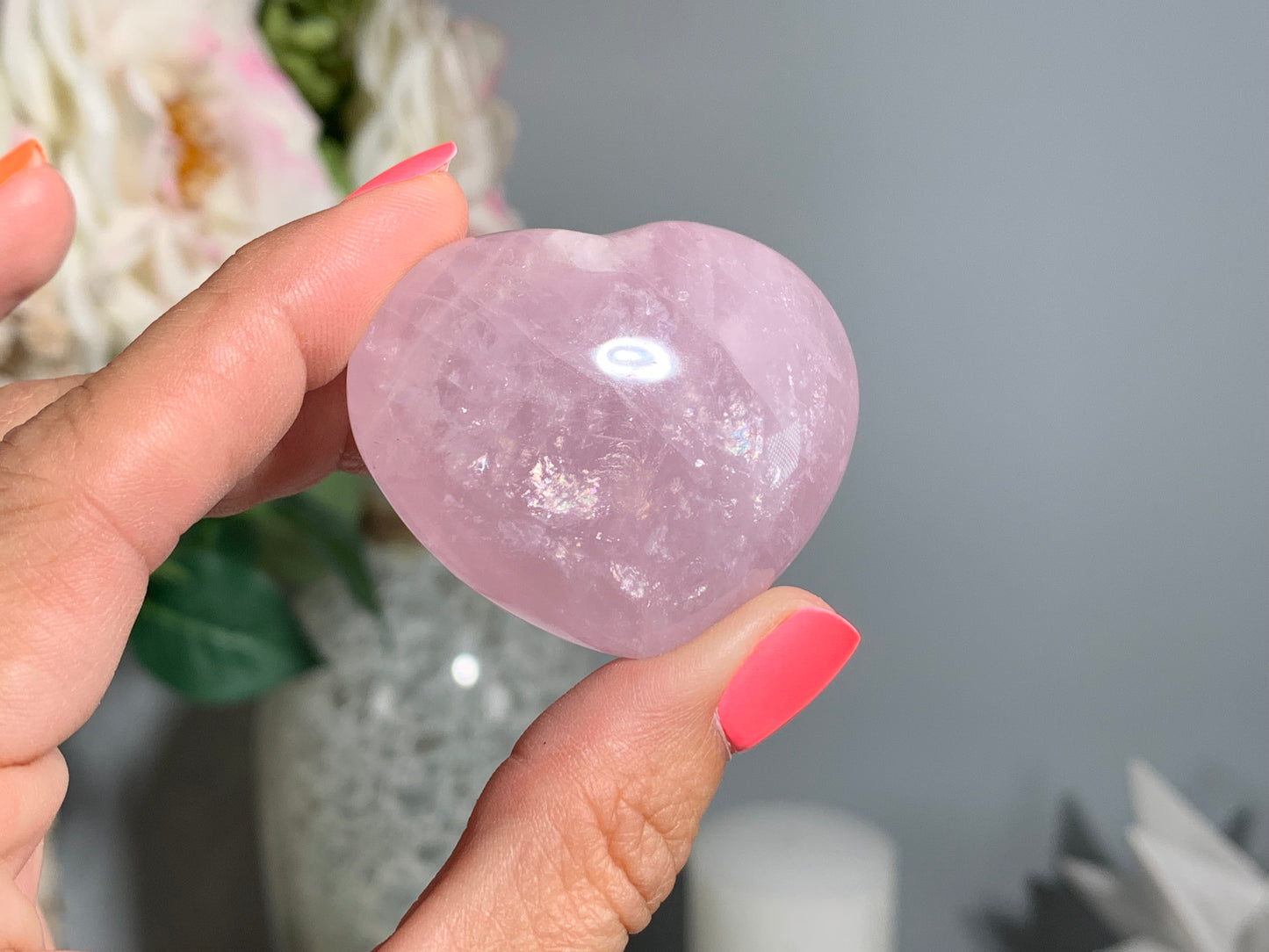 Medium Lavender Rose Quartz Heart