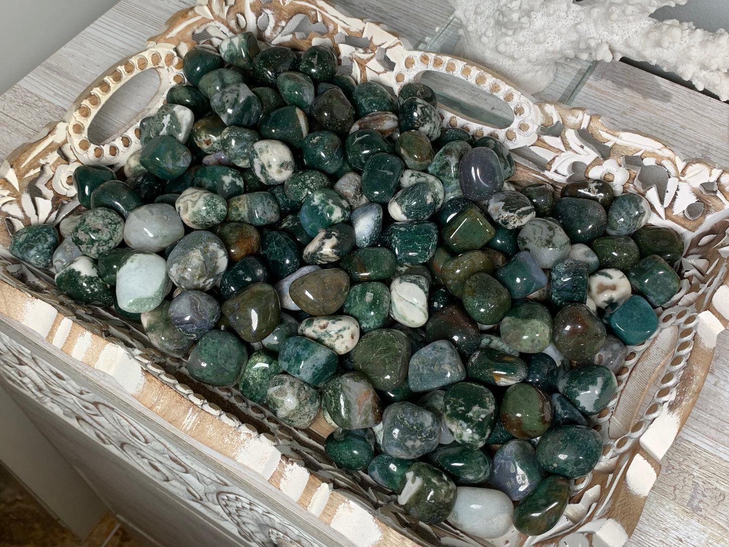 Tumbled Moss Agate Extra Large