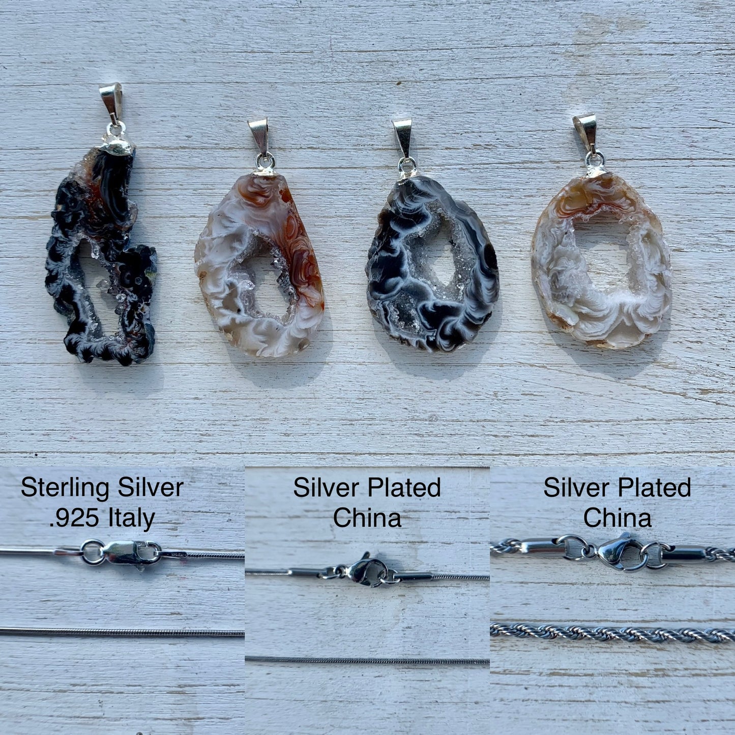 Druzy Occo Agate Slice Pendant