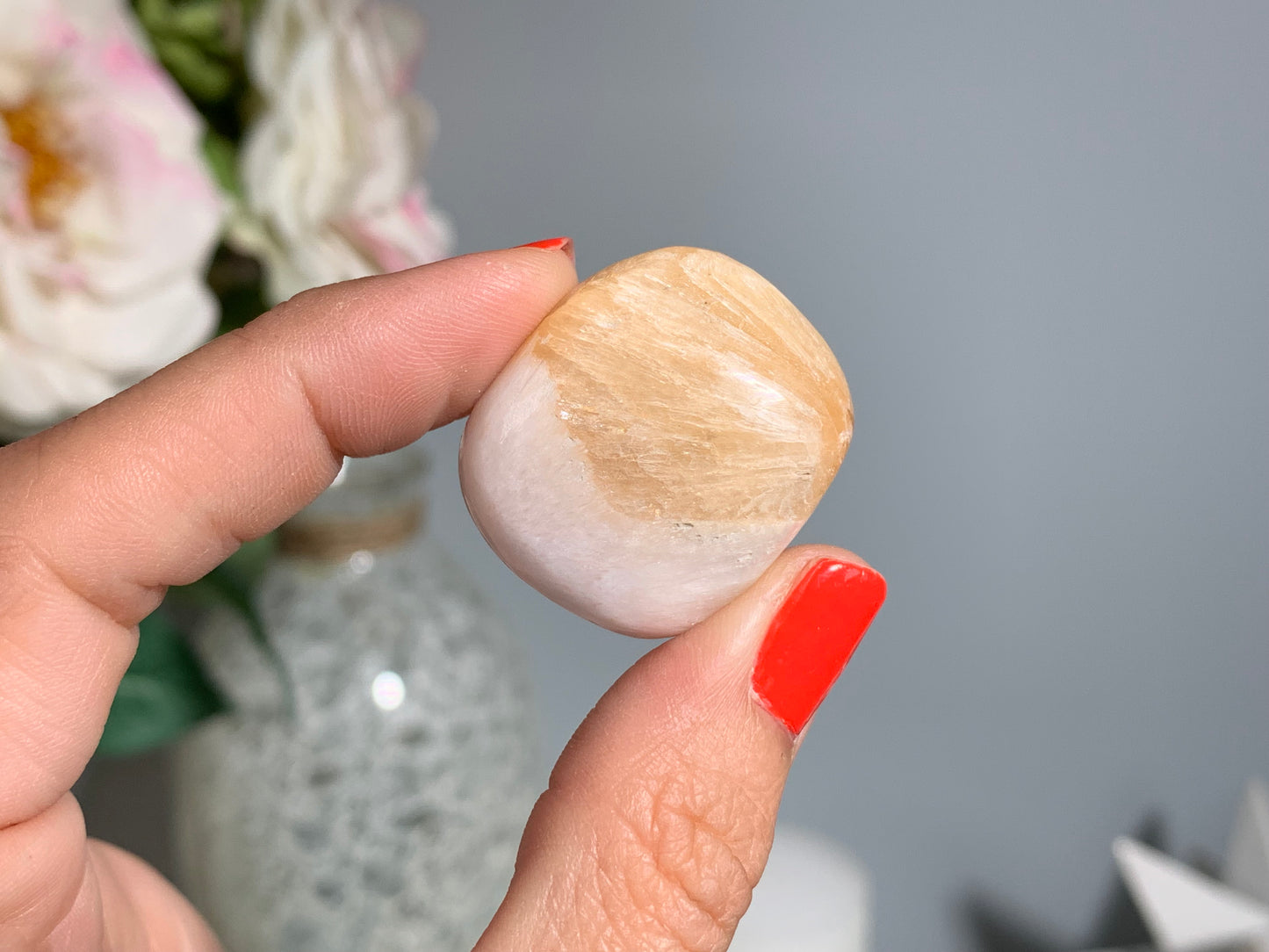 Tumbled Scolecite with Stilbite Large