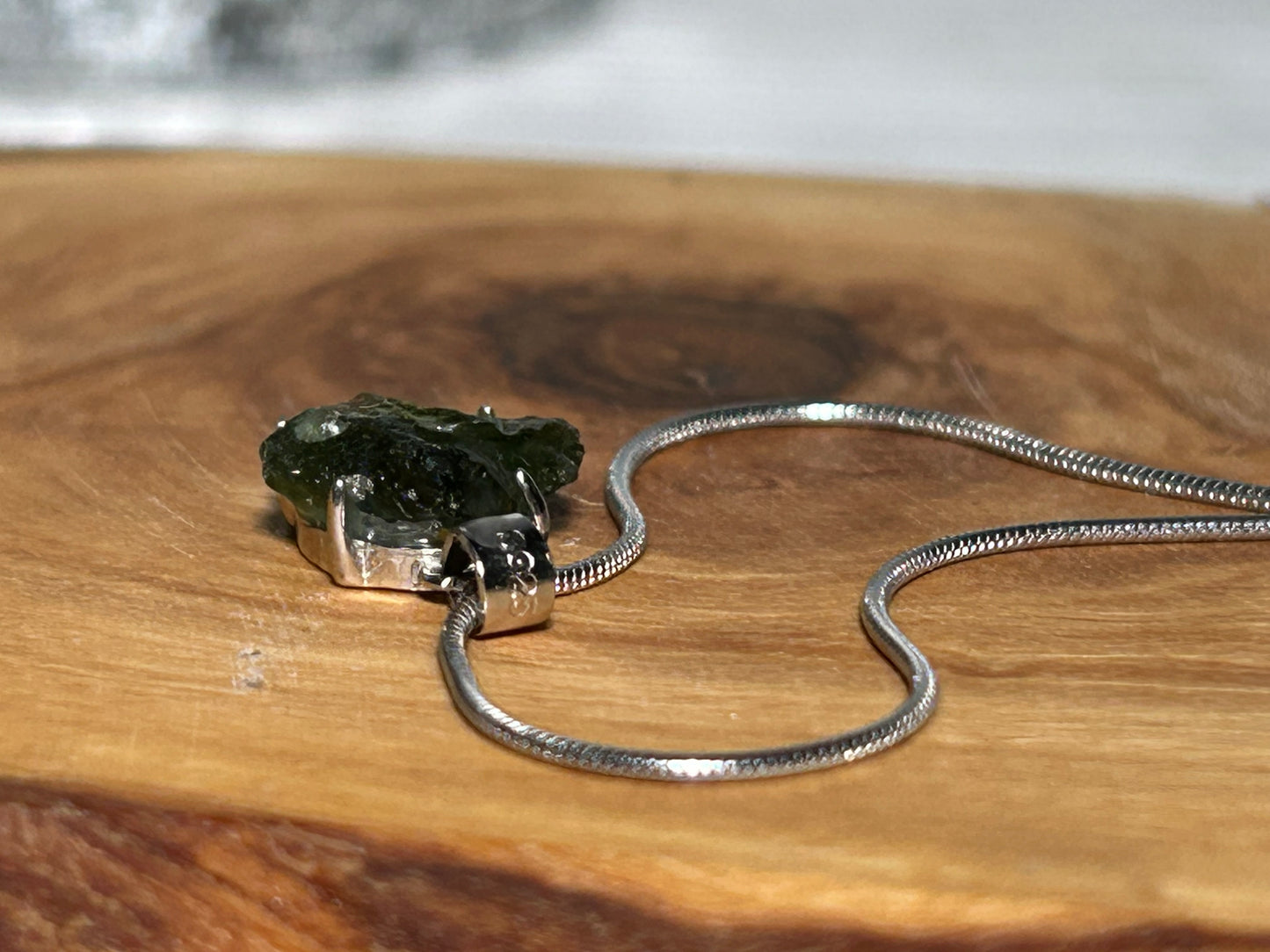 Moldavite Sterling Silver Pendant (12mm long)