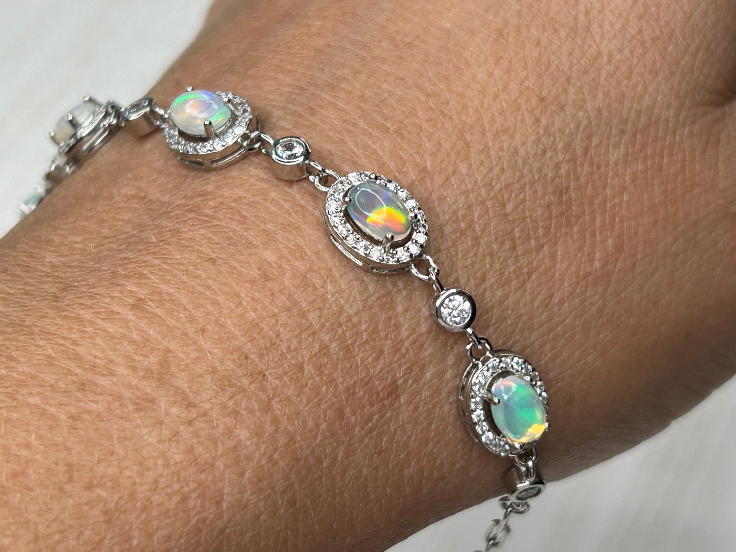 Fire Opal with Cubic Zirconia Bracelet #OVSP