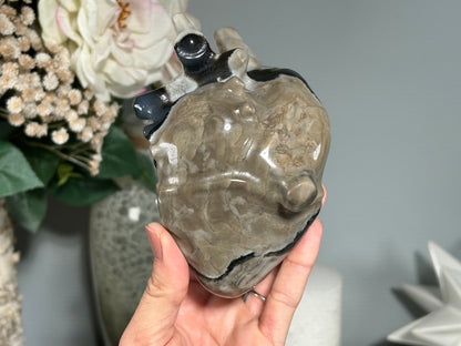 Volcano Agate Anatomical Heart (4.9", 125mm)