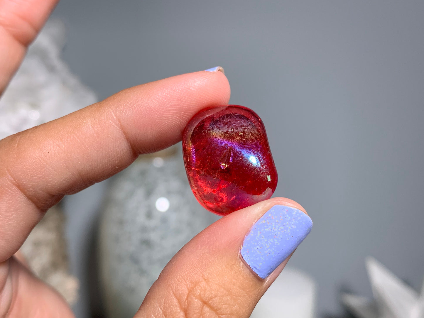 Tumbled Red Aura Quartz