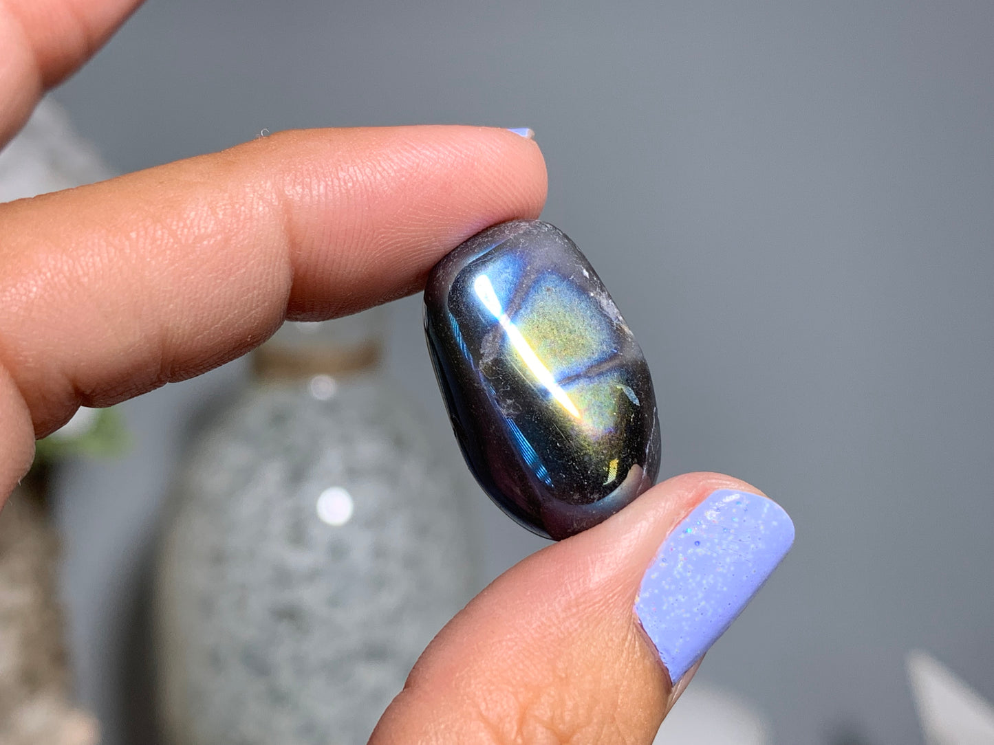 Tumbled Dark Titanium Aura Quartz