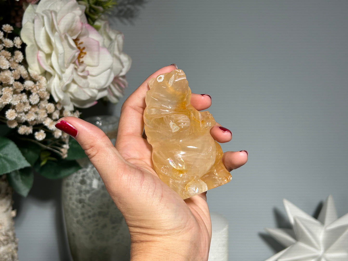 Yellow Hematoid Quartz Bear (3.5", 89mm)