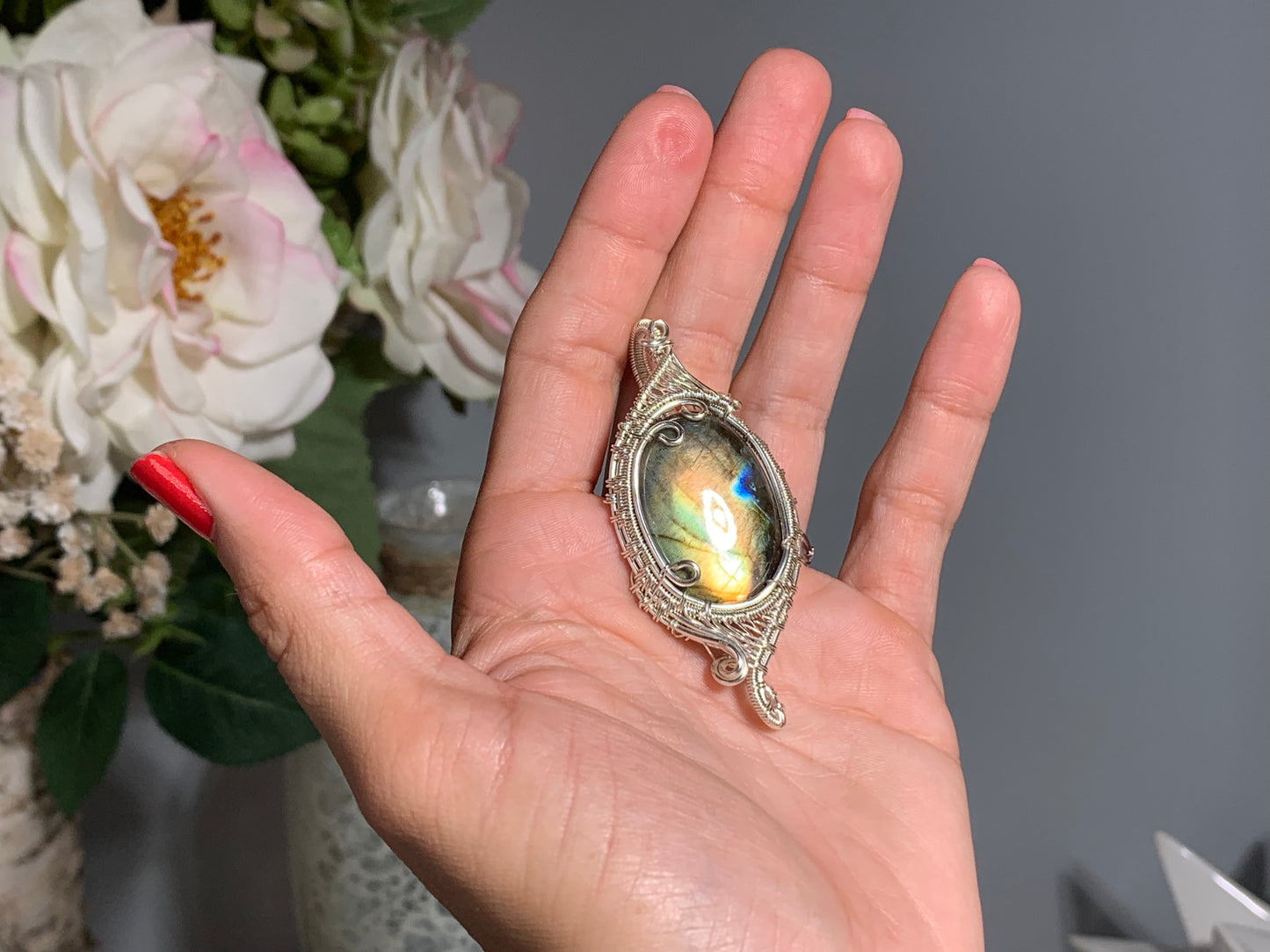 Wire Wrapped Labradorite Pendant (2.5" 64mm)