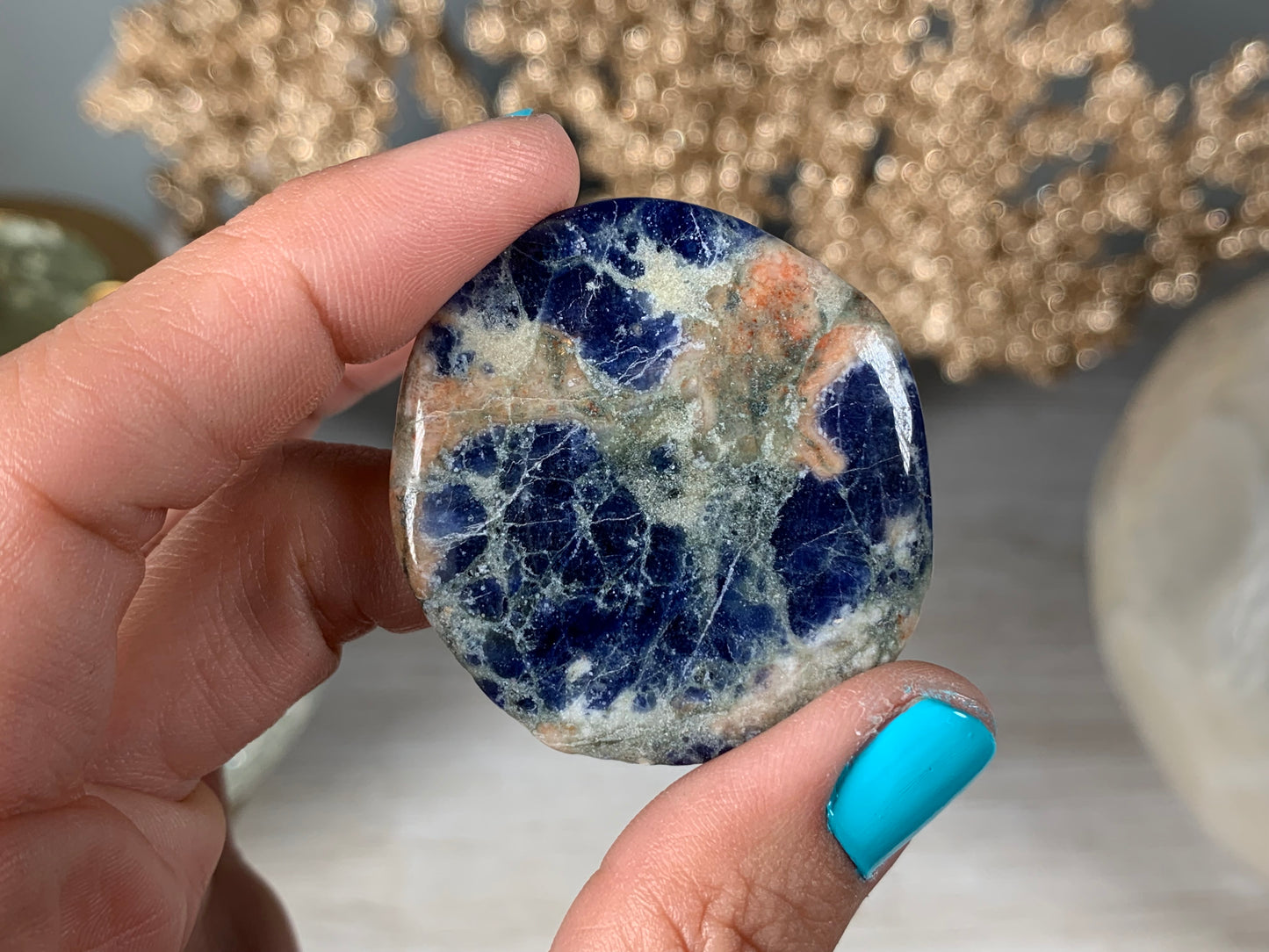 Flat Sodalite Palm Stone