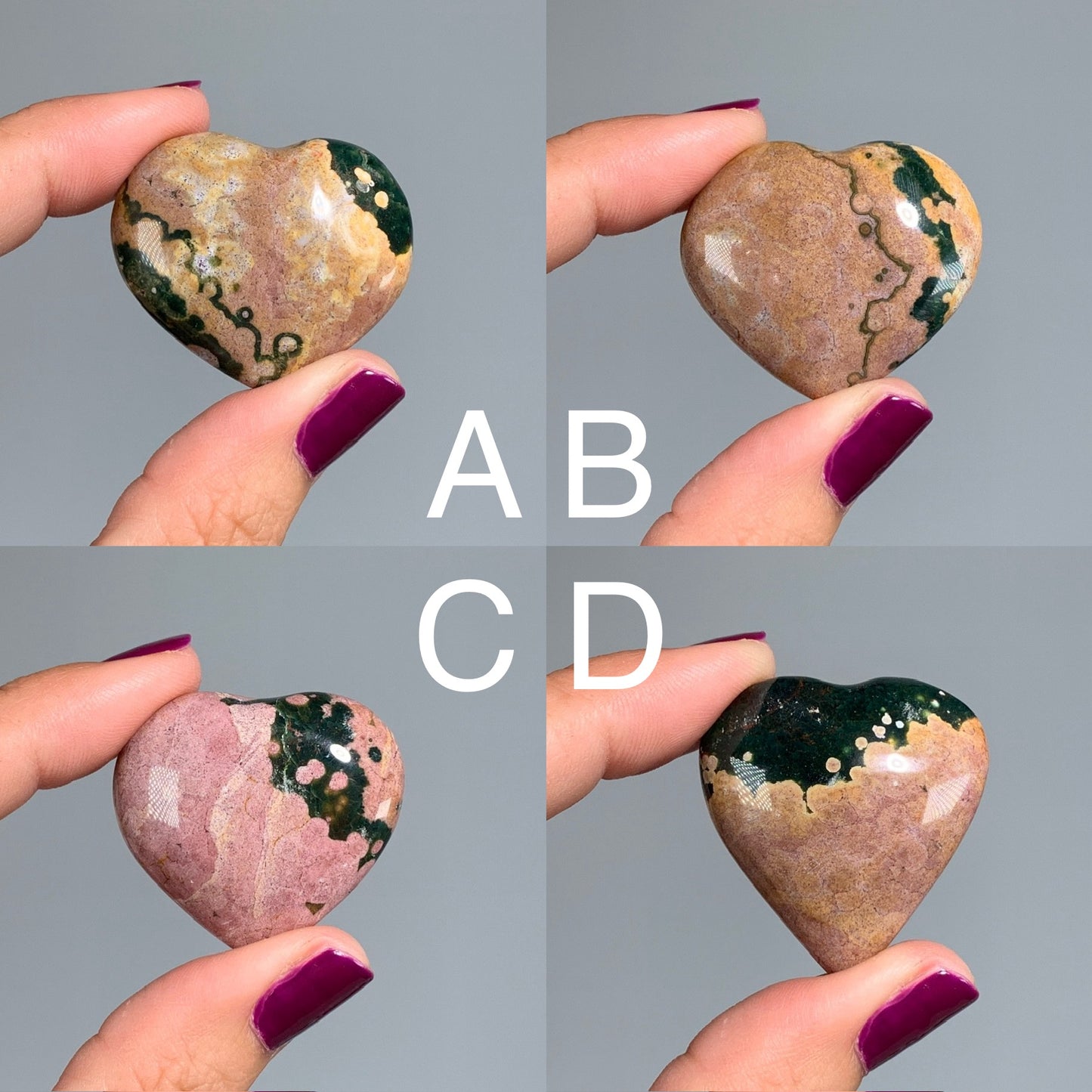 Pink Ocean Jasper Heart