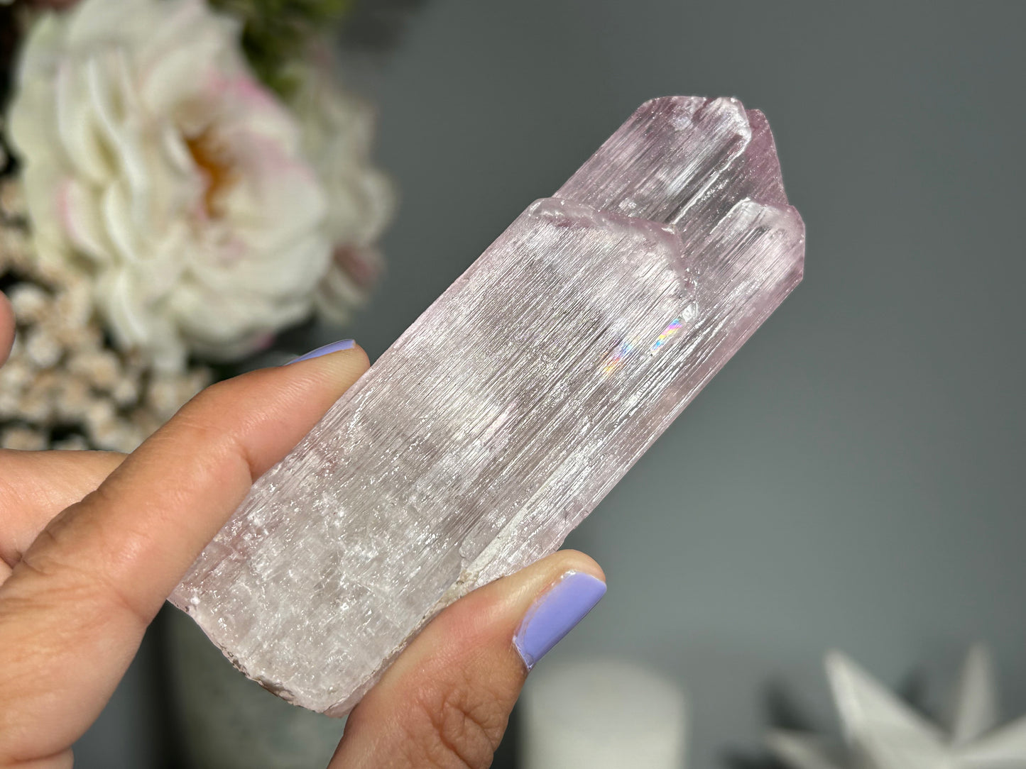 Natural Purple Kunzite Point (4", 10cm)