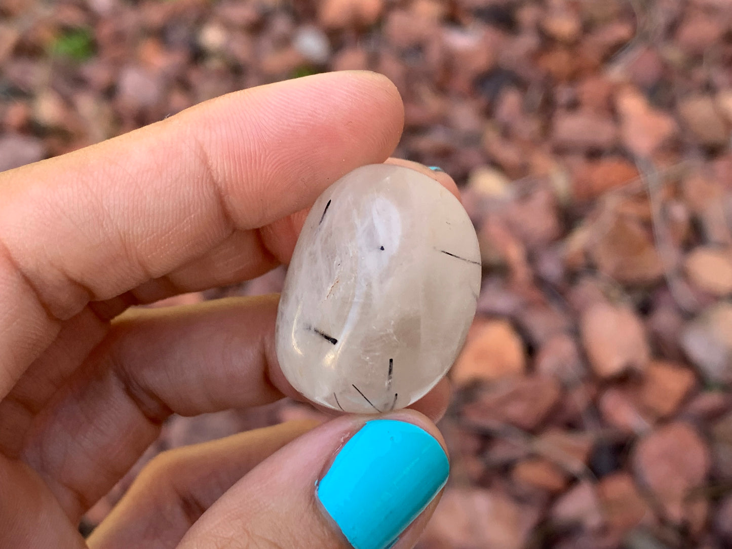 Tumbled Tourmaline Rutile in Quartz Large