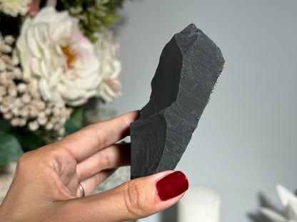 Pyrite on Shungite (4.2", 106mm)