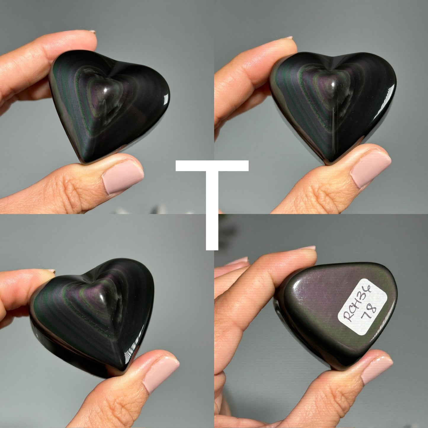 Rainbow Obsidian Heart