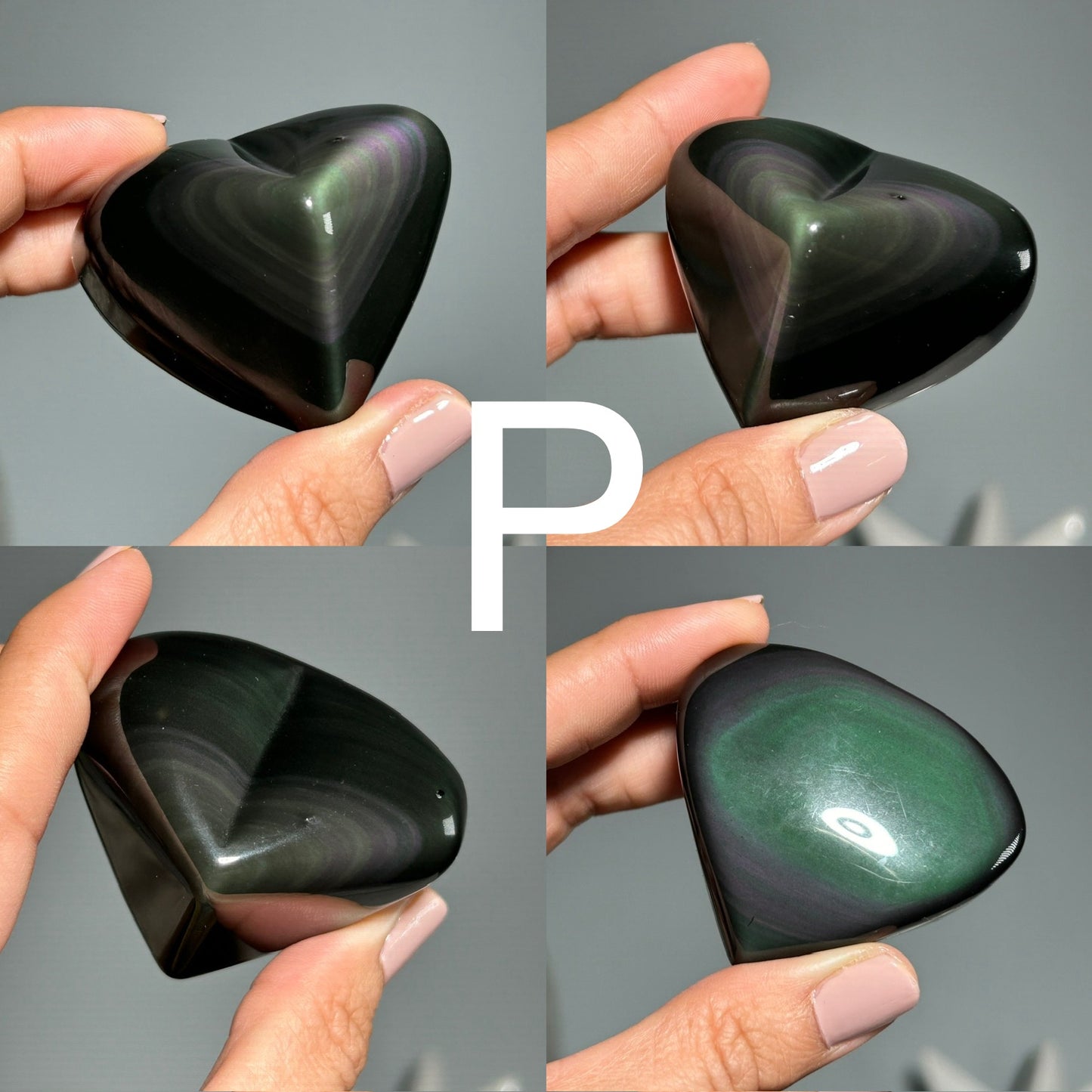 Rainbow Obsidian Heart