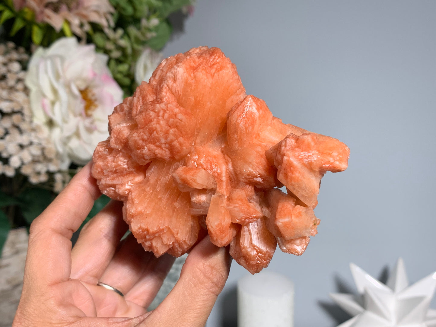 Red Stilbite Cluster (4.25", 108mm)