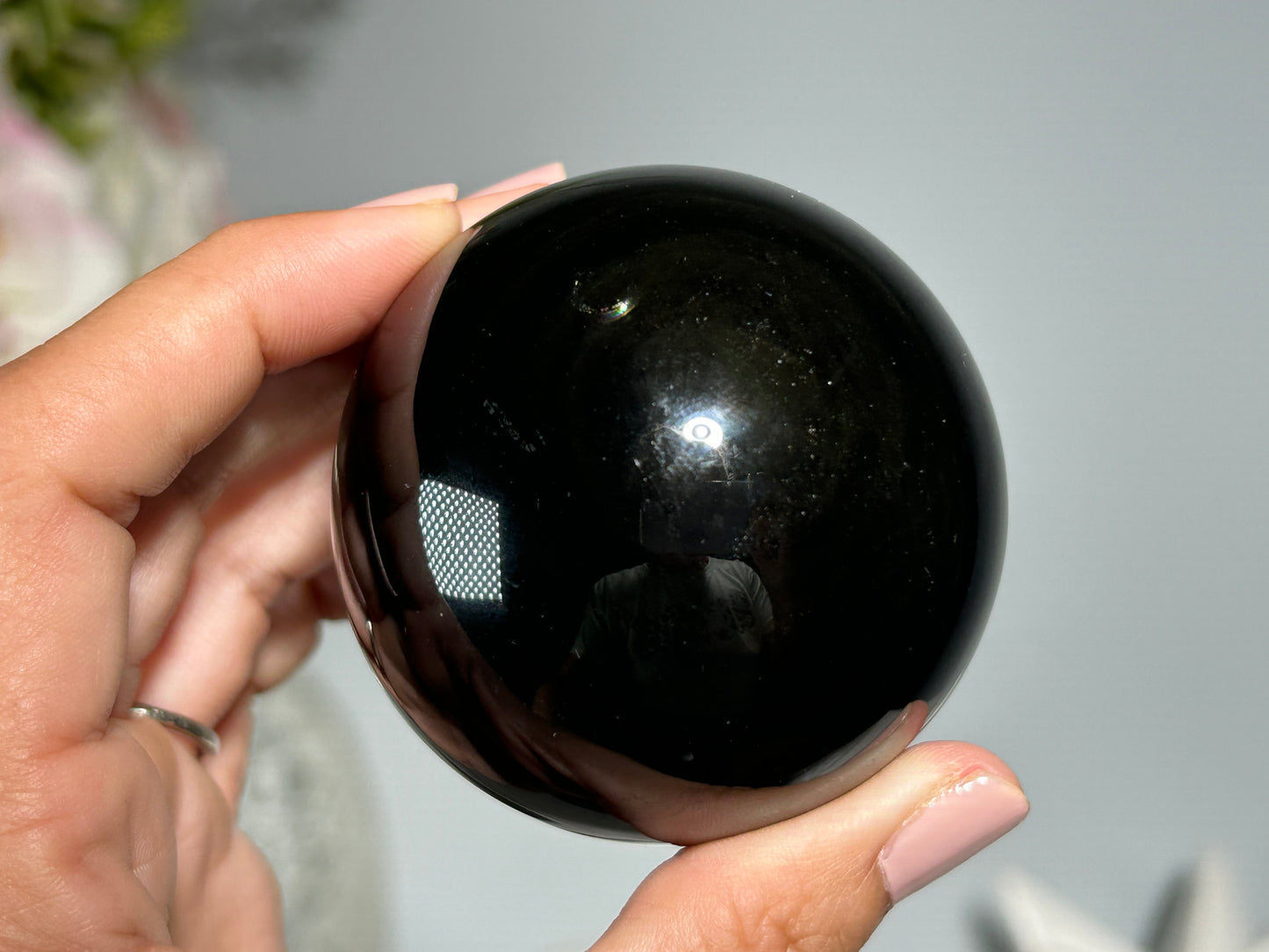 Gold Sheen Obsidian Sphere (2.4", 60mm)