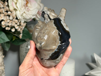 Volcano Agate Anatomical Heart (4.9", 125mm)